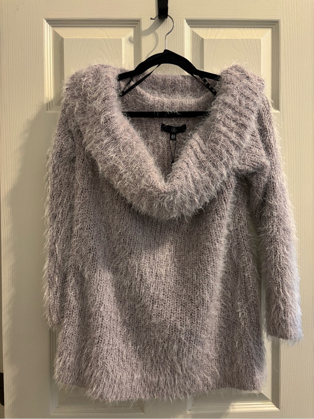 Missguided Bardot Fluffy Glitter Knitted Cowl Neck Gray Size US 12